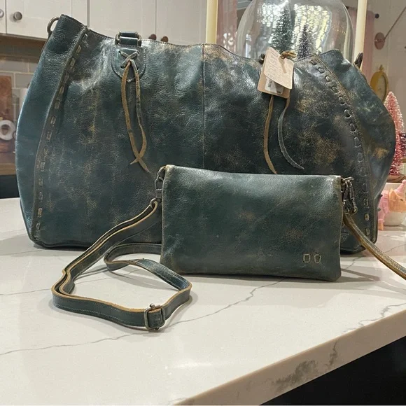 NWTs BED|STU Rockaway Handbag plus Cadence wristlet dark teal lux - Picture 9 of 15